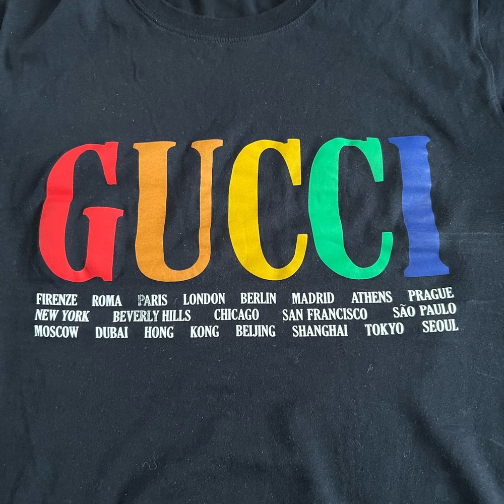Gucci Black Tee with Colorful Logo (Tokyo) - Picture 2 of 6